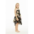 thumbnail image 3 of Girl Gypsy Uneven Bottom Hawaiian Luau Dress in Black Hibiscus Size 8, 3 of 5