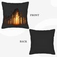 thumbnail image 6 of Set of 2 18x18in Throw Pillow Covers - Forest Silhouette Design Tall Trees Against Glowing Background Perfect for Couch Bed Car, 6 of 8