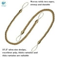 thumbnail image 4 of Deago 2 Pairs Curtain Ropes Tiebacks Decorative Handmade Tie Backs Curtain Holdbacks Holders Cord with 4 Metal Screw Hooks for Window Sheer Drapes Indoor Outdoor, Golden, 4 of 7