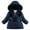 Navy, variant on SonxaHe Infant Girl' Puffer Coat Faux Fur Hood Warm Mid Length Outerwear Stylish Quilted Windproof Winter Coats Blue,Sized 18-24 M