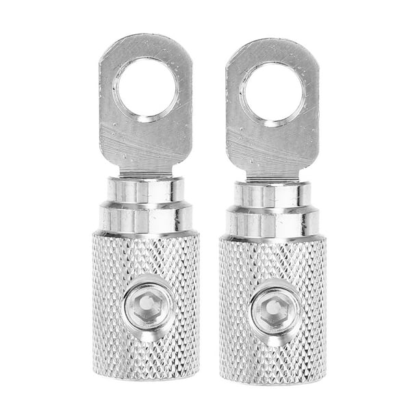 Reductor de entrada de amperios, 2 uds., calibre 4 de cobre, Audio estéreo para coche, Pin AWG, reductor de cable de tierra, tono plateado