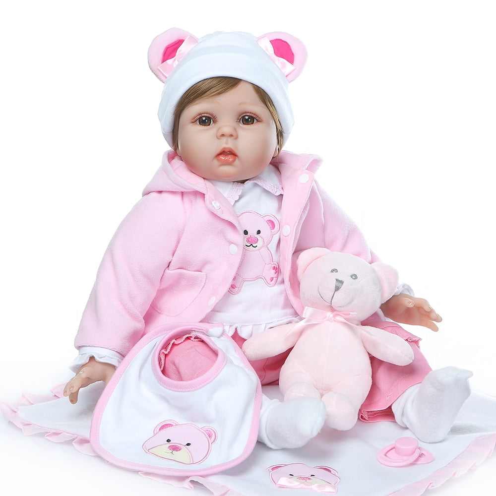 with a Print Animal Big Blanket Set Charm Baby 22 inch Reborn Baby Boy Soft Viny one Dolls with 3 Set Animal Embroidery hat and outft This is a Big Surprised