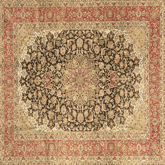 Ahgly Company Indoor Square Medallion Brown Traditional Area Rugs, 3' Square