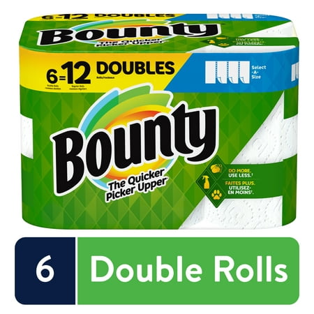 Bounty Select-A-Size Paper Towels, White, 6 Double Rolls