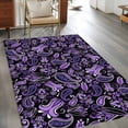 Boho Purple Floral 3'x5' Washable Rug, Farmhouse Botanical Vintage ...