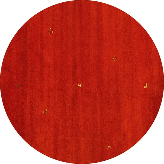 Ahgly Company Indoor Round Abstract Yellow Contemporary Area Rugs, 4' Round