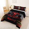 thumbnail image 2 of Manfei Race Car Full Size Comforter Sets,Classic Sports Print Bedding Comforter Set,Yellow Red,Black Reversible,3 Pieces,1 Comforter and 2 Pillowcases, 2 of 7