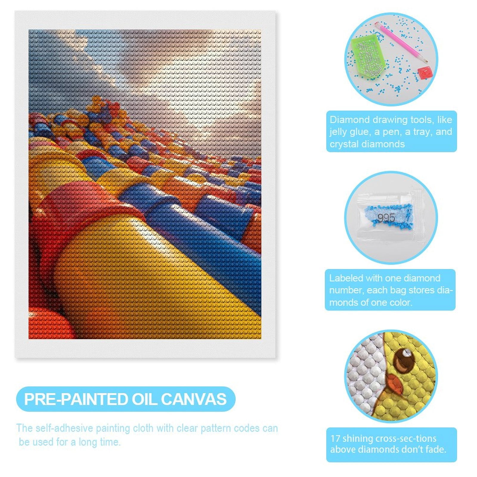 Diamond Art Kits for Adults, Colorful Tubes Sky View Sunset 5D Diamond Painting Kits for Adults Beginners, DIY Full Drill Diamond Painting, Gem Art and Crafts 12x16