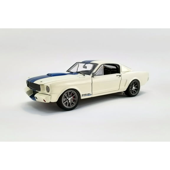 1965 Ford Mustang Shelby G.T.350R Street Fighter, Cream/Ivory and Blue - Acme A1801841SF - 1/18 scale Diecast Model Toy Car