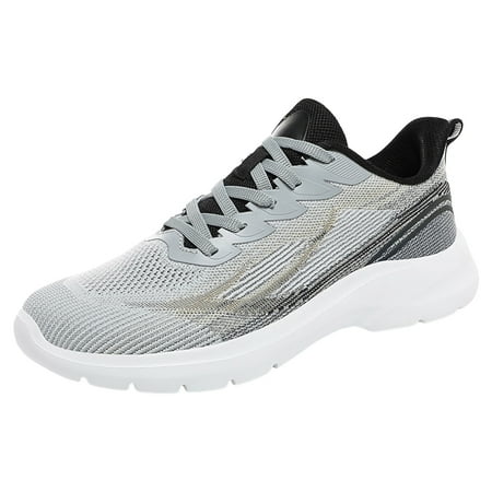 

XIAQUJ Men Sports Shoes Fashionable New Pattern Simple Color Blocking Mesh Breathable Comfortable Thick Soled Lace up Casual Shoes Sneakers for Men 2024 Grey 8.5(41)