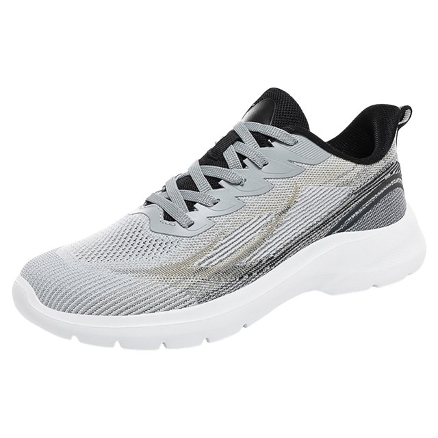 HBFAGFB Men Sports Shoes Simple Color Blocking Breathable Comfortable Thick Soled Sneakers Grey Size 40