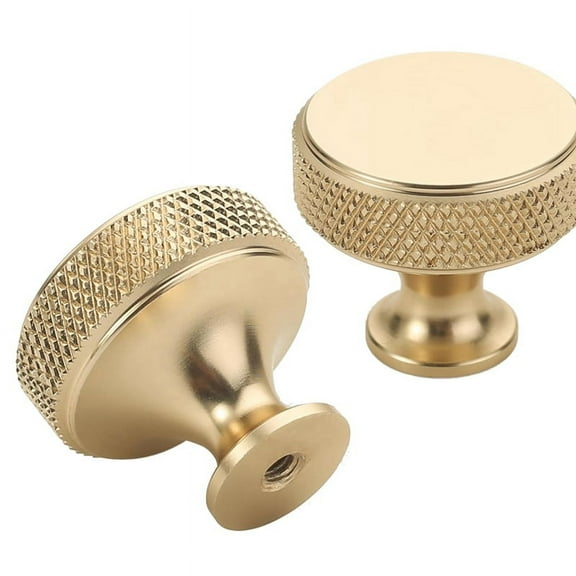 1.2 Inch Brushed Gold Cabinet Knobs Knurled Kitchen