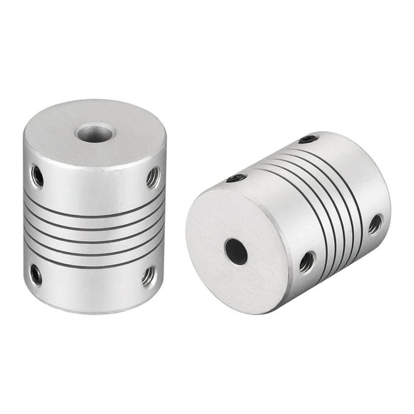 Unique Bargains 6mm to 5mm Aluminum Alloy Shaft Coupling Flexible Coupler L30xD25 Silver 2Pcs