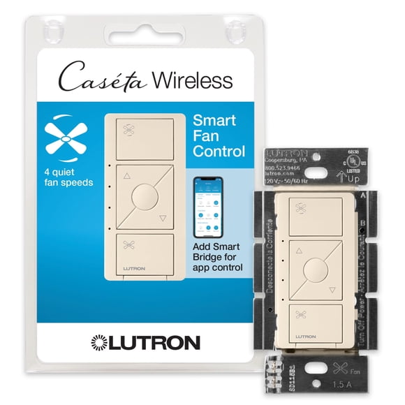 Interruptor Inteligente de Control de Velocidad para Ventilador Lutron PD-FSQN-LA Almendra Claro