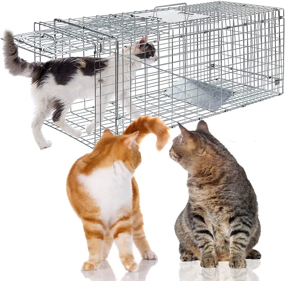 Cat Trap for Stray Cats 24"x8"x7" Animal Trap Live Traps for Cats