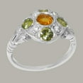 thumbnail image 3 of LBG British Made 9k White Gold Natural Citrine & Peridot Womens Anniversary Ring - 33 size options - Size 6.75, 3 of 7