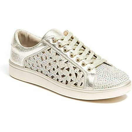 

Lady Couture Paris Low Top Laser Cut Sneaker With Rhinesones Gold 35