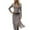 Grey, variant on Women's Western Cowgirl Suede Dress Vintage Long Sleeve Slim Fit Fringe Dress with Lapel and Zip Black XL
