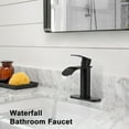 thumbnail image 5 of WOWOW Waterfall Bathroom Faucet Matte Black: Bathroom Sink Faucet for 1 Hole or 3 Holes, Single Handle Vanity Faucet with Metal Pop up Drain, Stainless Steel Basin Sink Faucet Tap for RV, 5 of 8