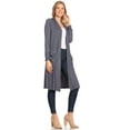 thumbnail image 2 of MOA COLLECTION Women's Solid Casual Loose Fit Long Sleeve Pocket Open Front Duster Cardigan, 2 of 5