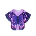 thumbnail image 2 of Girls Butterfly Swim Cover Up Cute Swimsuit Poncho Rash Guard Coverups (Dark Purple 2-3 Years), 2 of 7