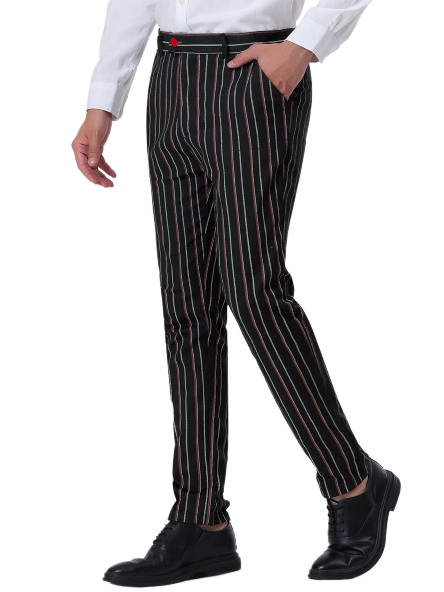 Navy Slim Fit Striped Pants for Men by GentWith | Worldwide Shipping