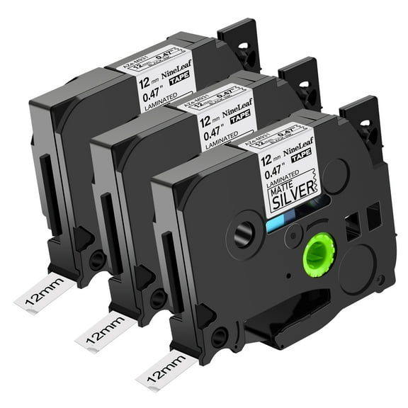 NineLeaf 3 Pack Compatible for Brother P-touch TZe-M931 TZ-M931 12mm 1/2'' Black on Matte Silver Laminated TZe TZ Label Tape 0.47" x 26.2ft