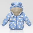 thumbnail image 2 of Kogui Girls Down Jacket Infant Baby Girls Coats Down Alternative Hoodie Coats Toddler Windproof Lightweight Winter Warm Puffer Jacket Coat 3T 4T (Blue,3-4 Years), 2 of 9