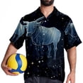 thumbnail image 4 of Taurus Constellation Men's Casual Printed Poplin Short Sleeve Button Down Beach Shirt with Spread Collar Top, 4 of 6