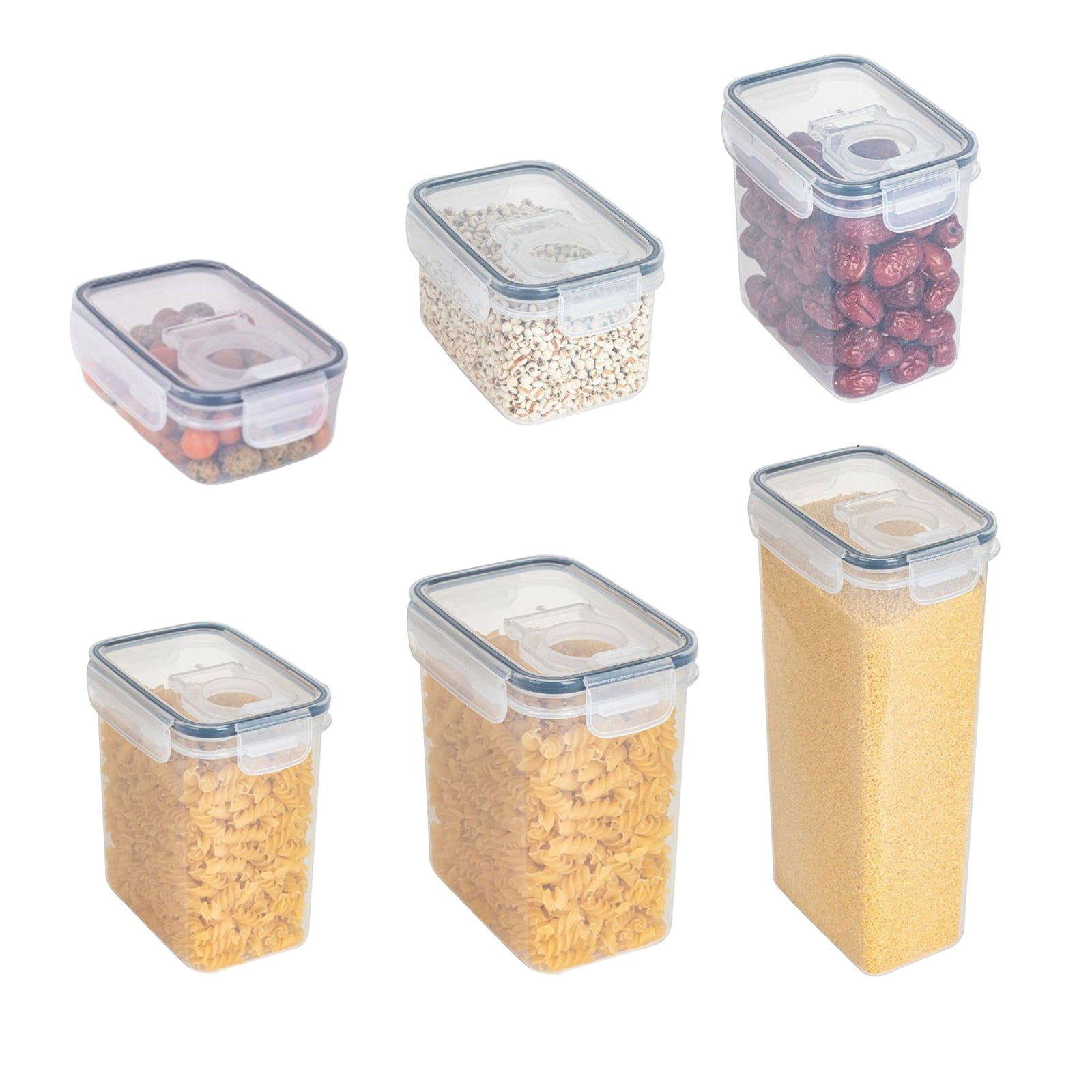 Storage Box 6 Size Single Clear Plastic Storage Jars Vacuum Proof Fresh Storage Airtight Jars Kitchen Airtight Jars with Lids Proof Crispers, Kitchen Essentials Clearance Sale