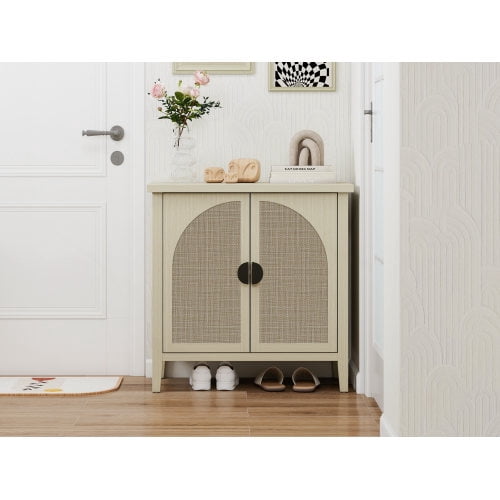 BSHTI Rattan 2 Door Cabinet, Suitable for Bedroom, Living Room, Study