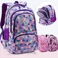 thumbnail image 5 of Mochila escolar con estampado geométrico para niña, mochila escolar primaria, secundaria y universitaria (púrpura) Sailing Electrónica, 5 of 5