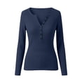 thumbnail image 4 of DYTTDG Women's Ribbed Knit Henley Sweater, Long Sleeve Solid Slim Fit Button V Neck Pullover Top Versatile for Spring Fall Office Daily Outfits, 4 of 8