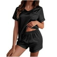 thumbnail image 2 of Admvng Two Piece Sets for Women Round Neck Short Sleeve Home Suit Sets Solid Color Pajamas Suit S-2XL, 2 of 8