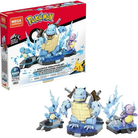 MEGA Pokemon Squirtle Building Toy Kit with 3 Action Figures (379 Pieces) for Kids