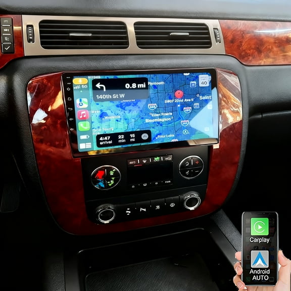 Eforcase Car Radio for Chevrolet Silverado Impala Tahoe GMC Sierra Yukon 2007-2019 with Carplay & Android Auto,2 64G Android 15 Touchscreen Car Stereo with DSP/GPS Navigation/SWC, AHD Backup Camera
