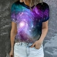 thumbnail image 4 of GUZYING Graphic Tees for Women Summer Tops for Women Trendy Women's Starry Print Casual Fashion Short Sleeve Tops Blouse(Purple,S), 4 of 6
