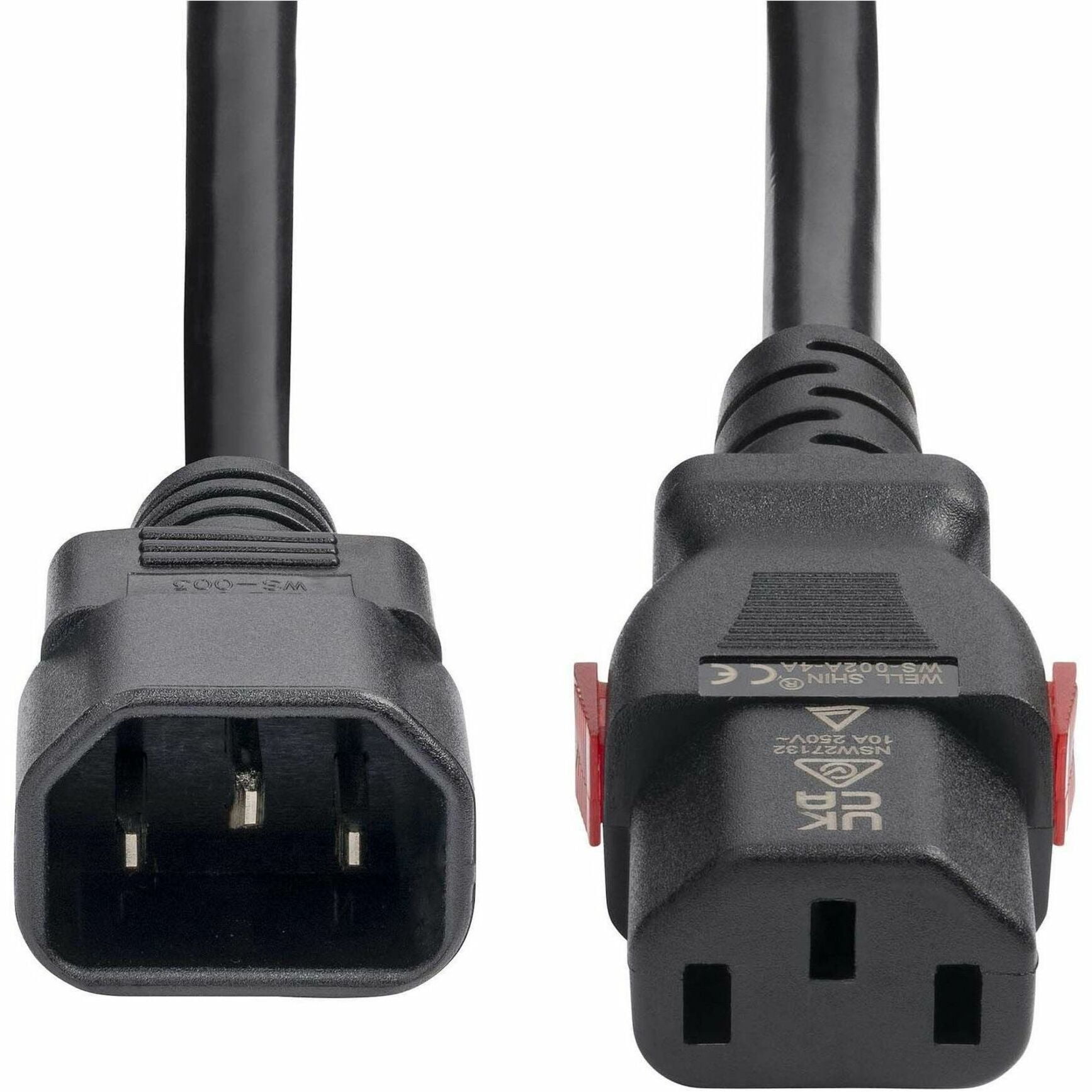 StarTech 10ft 3m Power Extension Cord IEC 60320 C14 to Locking C13 PDU Power Cord 10A 250V 18AWG UL Listed TAA