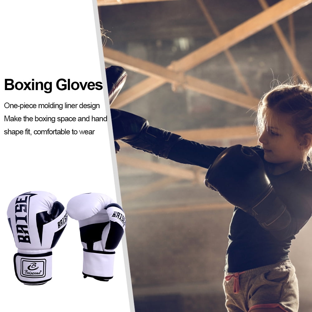 BLEEUS Pu Boxing Gloves Mitts Hand Protector For Sports Fitness Supplies (Children White)