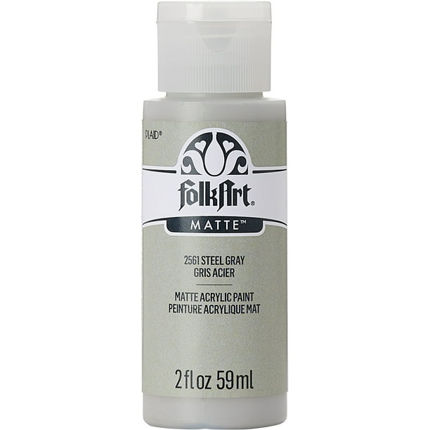 FolkArt Acrylic Craft Paint, Matte Finish, Steel Gray, 2 fl oz