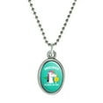 thumbnail image 1 of Unicorns Believe in You Funny Humor Antiqued Oval Charm Pendant with Chain, 1 of 4
