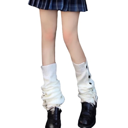 Harajuku Japanese Lolita Leg Warmers Women Gothic Knit Long Socks Leggings Gaiters Knee Goth Winter Cuff Ankle Heap Sock