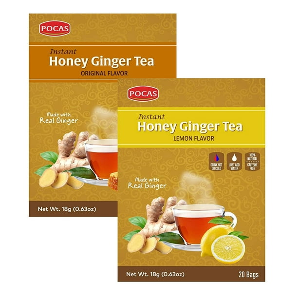 Pocas Instant Honey Ginger Tea Original + Mint, Date, Ginseng, Cinnamon