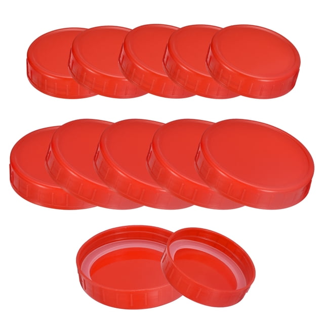 Unique Bargains Mason Jar Lids, 18 pack Plastic Storage Lids with Seals, 10 Regular Mouth 8 Wide Mouth (Red)