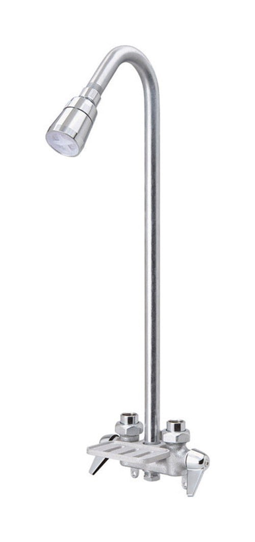 B & K 126015 Gooseneck 2Handle Chrome Plated Utility Shower Faucet