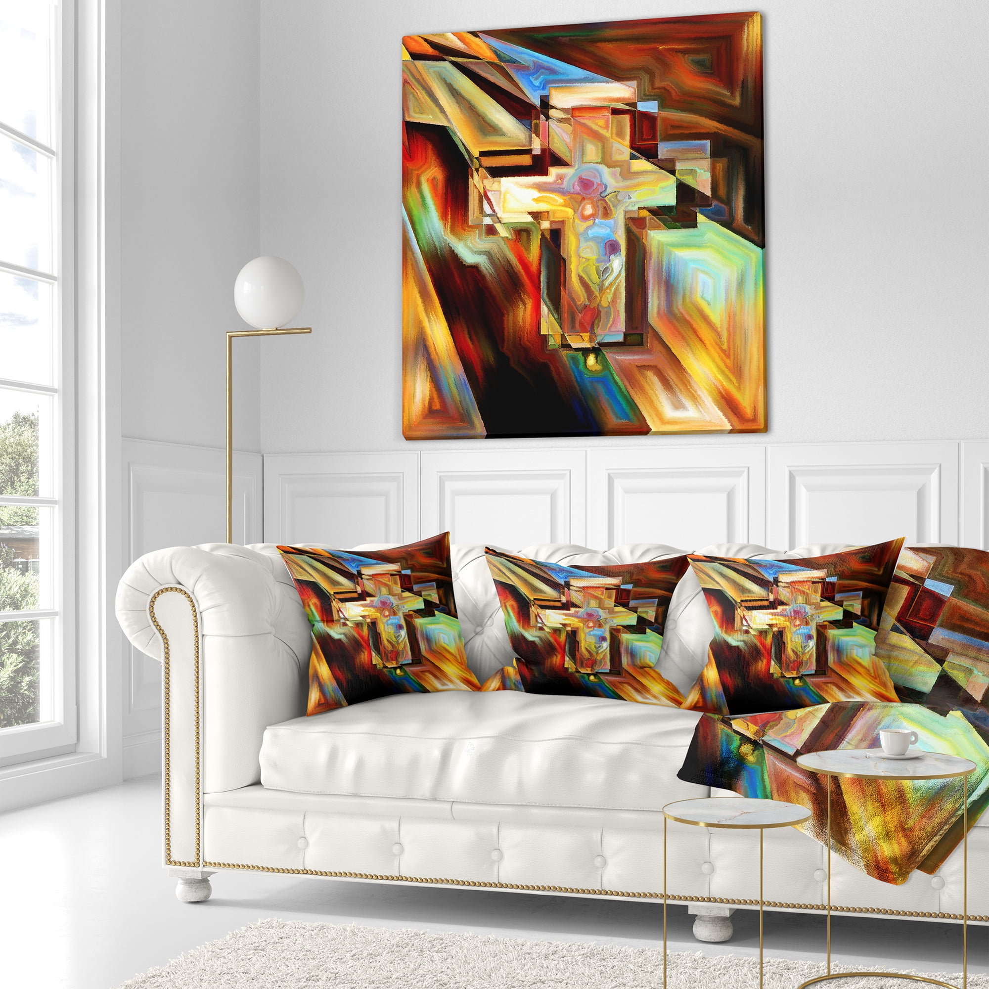 Designart Light of the Cross - Abstract Throw Pillow - 16x16