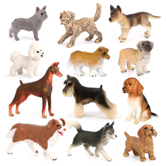 Qute Dog Figures 12PCS Animal Toys Figurines Decoration Christmas New Year Birthday Gift Education