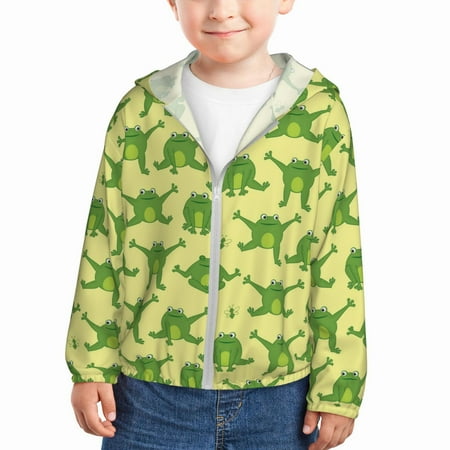 

Ocsxa Funny Frogs Print Kids Active Zipper Sun Protection Jacket Boys Girls Hooded Cooling Shirt-3 Years