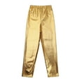 thumbnail image 4 of TiaoBug Kids Girls Shiny Metallic Leggings Bottoms Skinny Tights Pants Hip-Hop Jazz Street Dancewear Gold 10-12, 4 of 5
