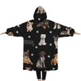 thumbnail image 2 of Oversized Wearable Blanket Hoodie,Dog Breeds Sherpa Blanket Hoodie with Super Pockets,Super Warm Fuzzy Pullover for Women & Men, 2 of 6